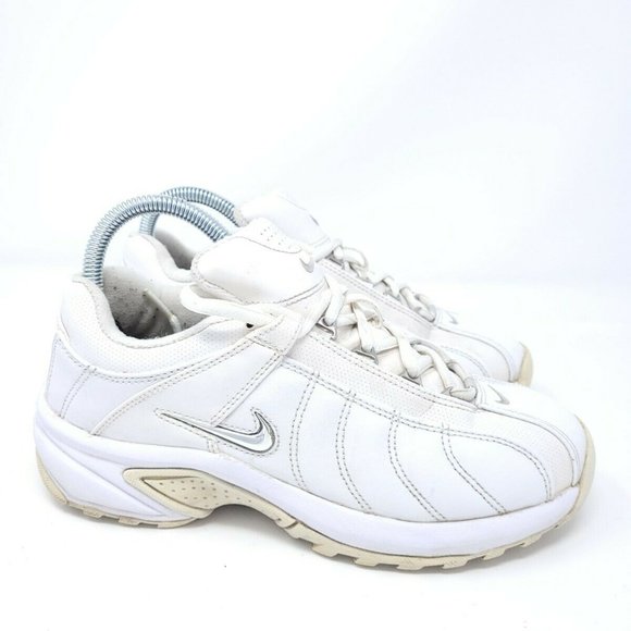 Nike VXT Training Shoes Leather Athletic Women's 8 All White Sneakers 310215-101 - Picture 1 of 9